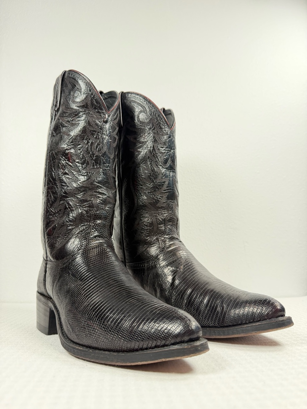 Dan Post Men's Exotic Western Boots Size 9 D Black Cherry Lizard Made In USA
